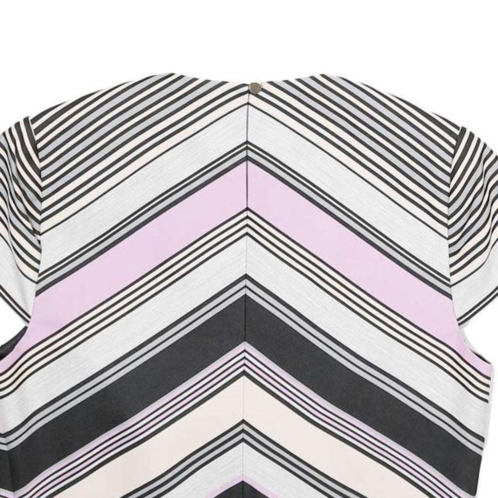 TED BAKER Womens Black & Pink Printed Short Sleeve Round Neck Top S Stylish