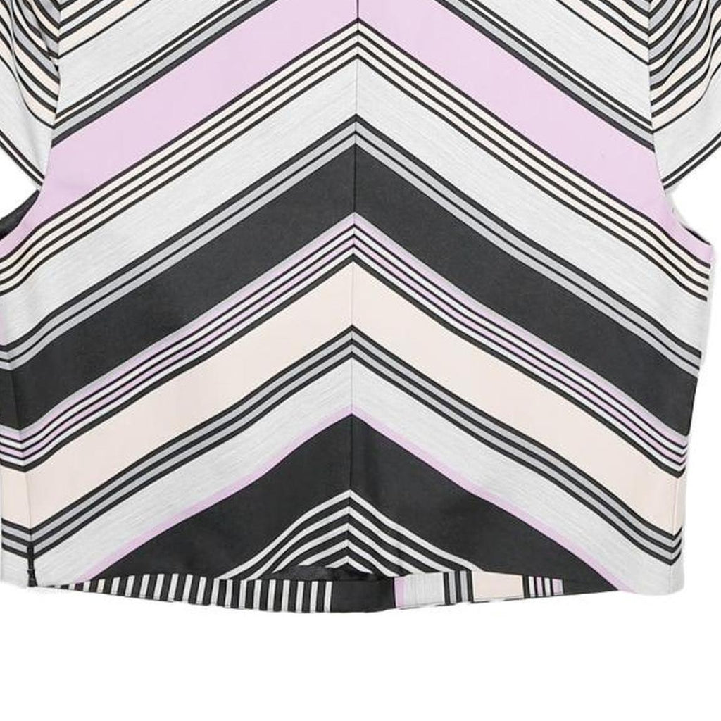 TED BAKER Womens Black & Pink Printed Short Sleeve Round Neck Top S Stylish