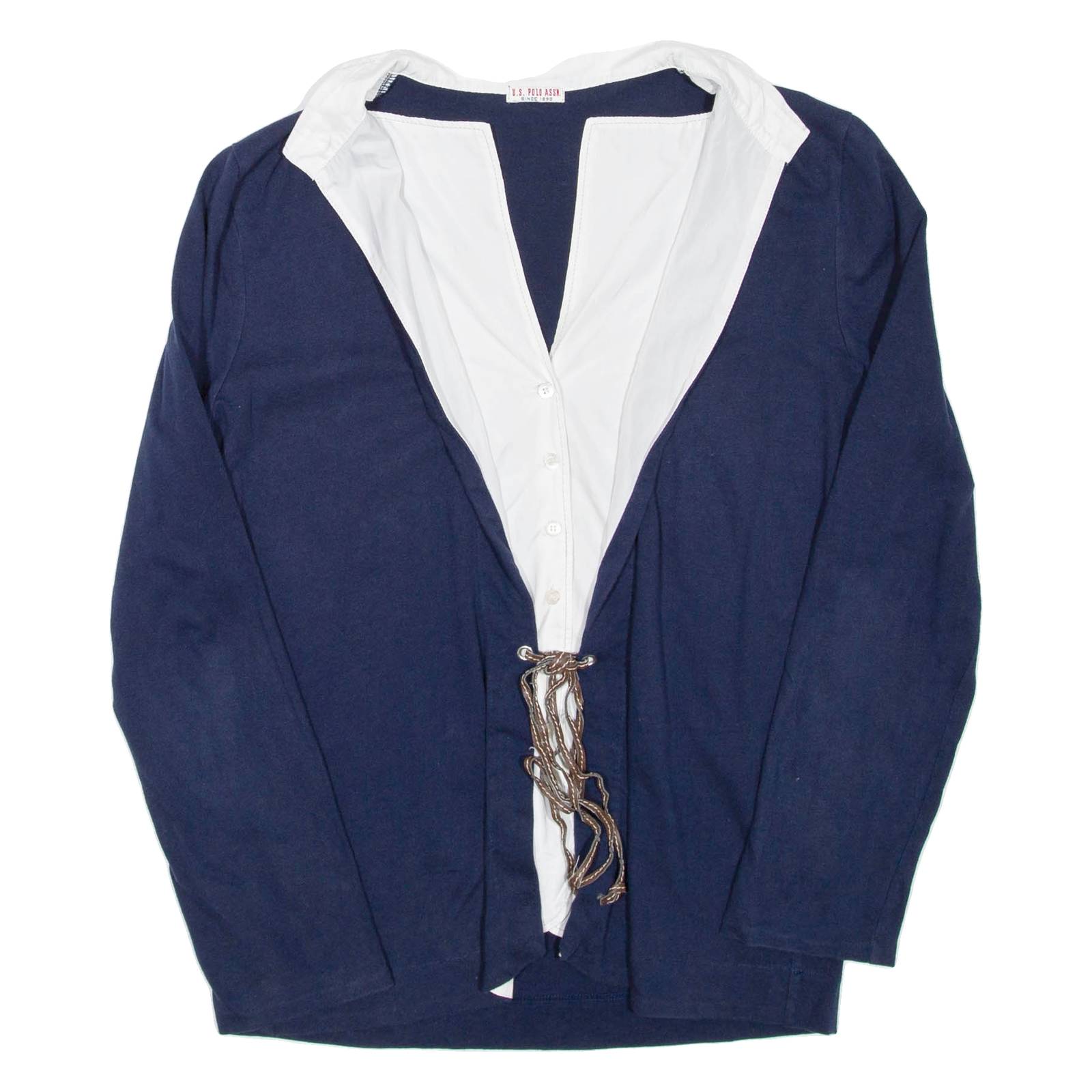 US POLO ASSN Womens Blouse Blue Collared Long Sleeve M