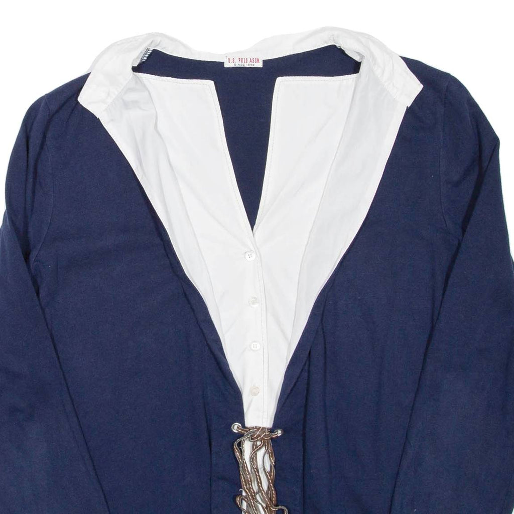 US POLO ASSN Womens Blouse Blue Collared Long Sleeve M