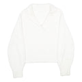 H&M Womens White Plain Jumper Collared Basic Knit S Soft Comfortable Stylish