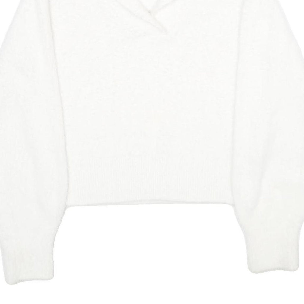 H&M Womens White Plain Jumper Collared Basic Knit S Soft Comfortable Stylish