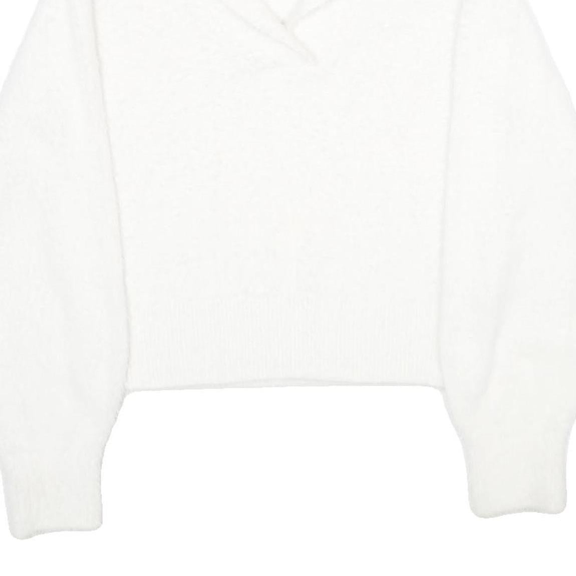 H&M Womens White Plain Jumper Collared Basic Knit S Soft Comfortable Stylish