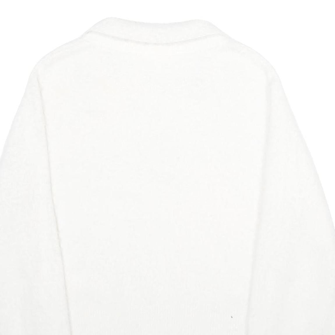H&M Womens White Plain Jumper Collared Basic Knit S Soft Comfortable Stylish