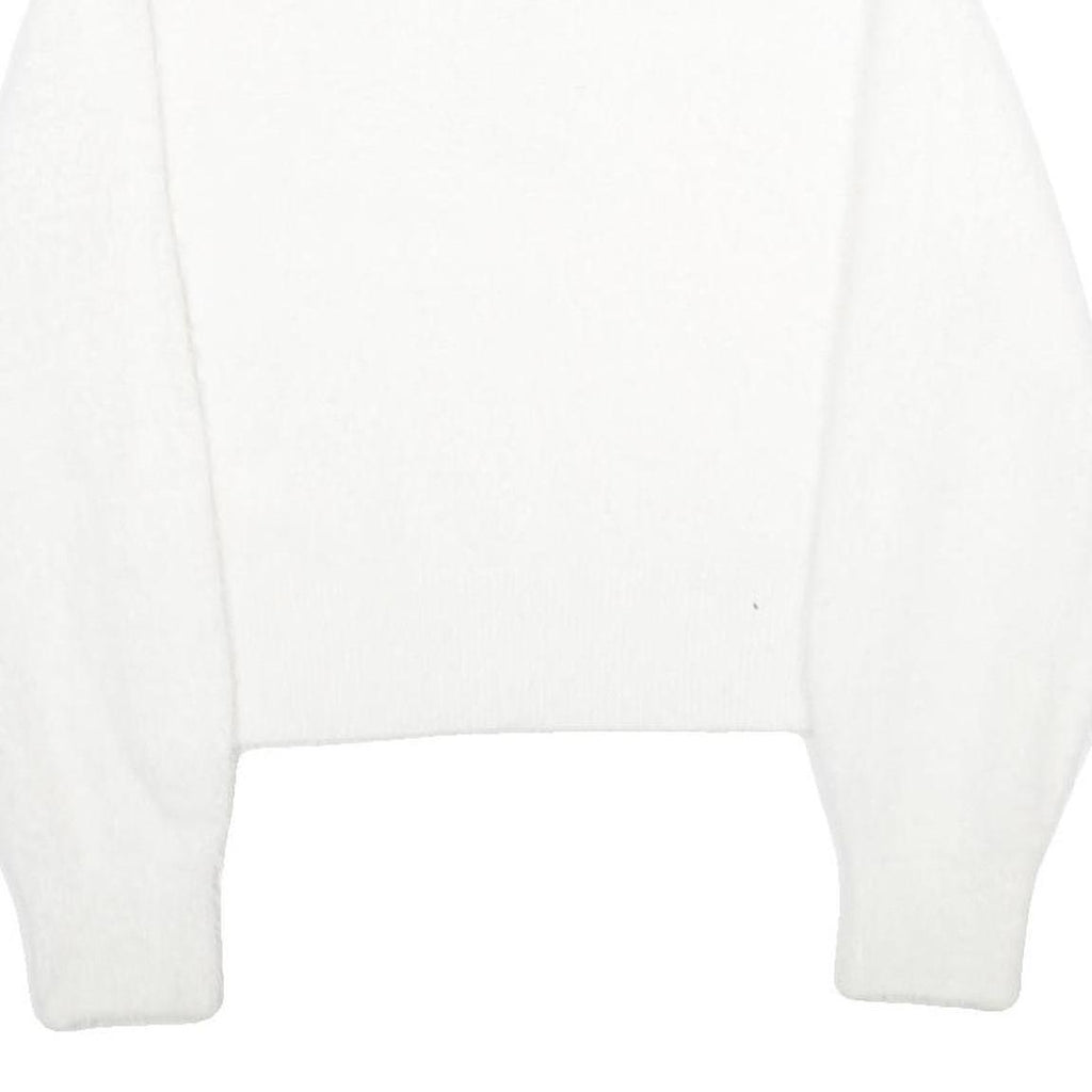 H&M Womens White Plain Jumper Collared Basic Knit S Soft Comfortable Stylish
