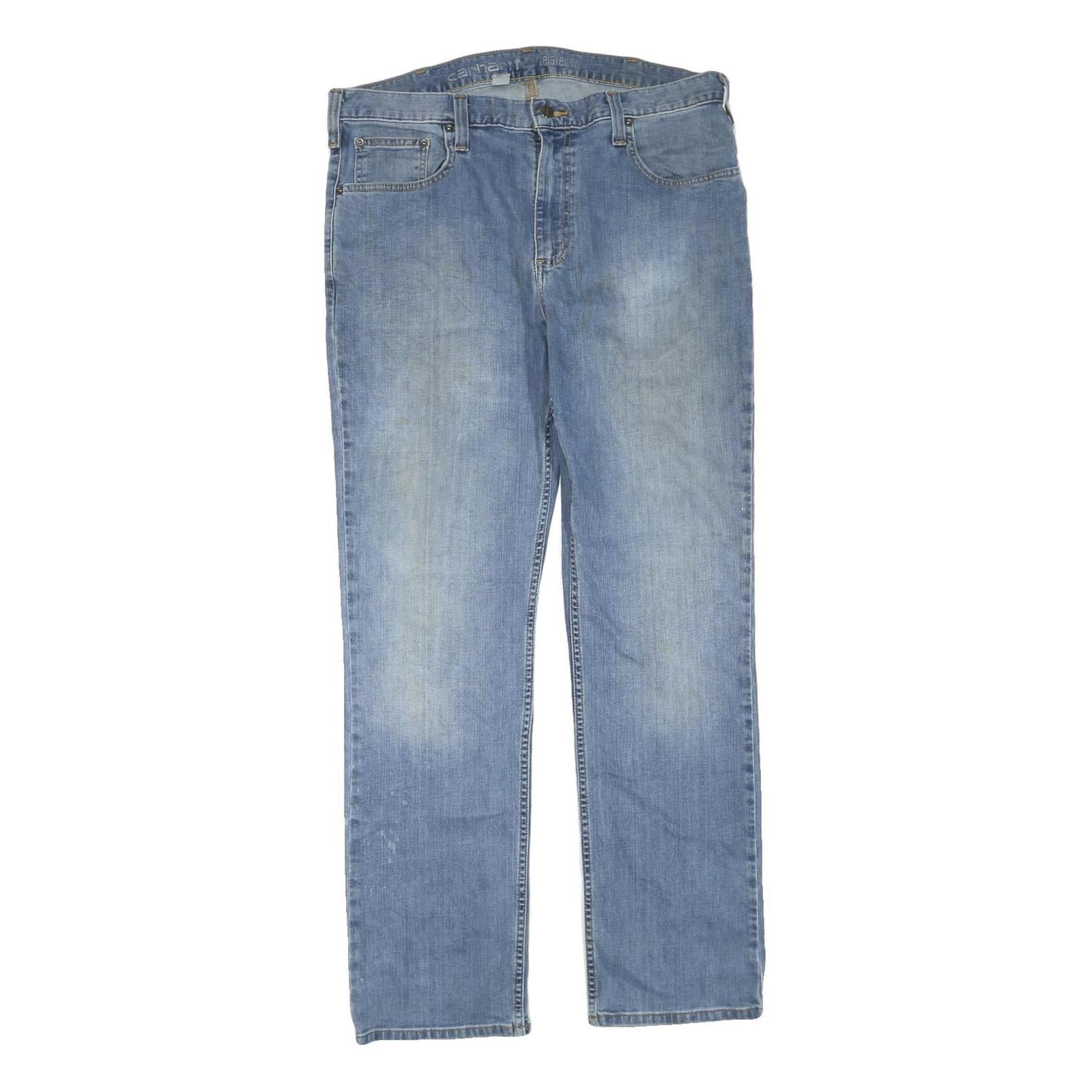 CARHARTT Mens Regular Fit Jeans Blue Denim W36 L32 Classic Zip Closure Casual