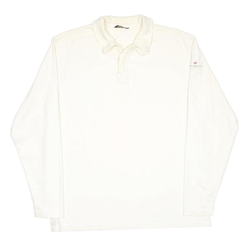 HENRI LLOYD Mens White Long Sleeve Plain Polo Shirt XL Cotton Nautical Style