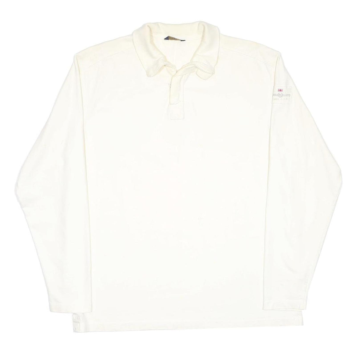 HENRI LLOYD Mens White Long Sleeve Plain Polo Shirt XL Cotton Nautical Style