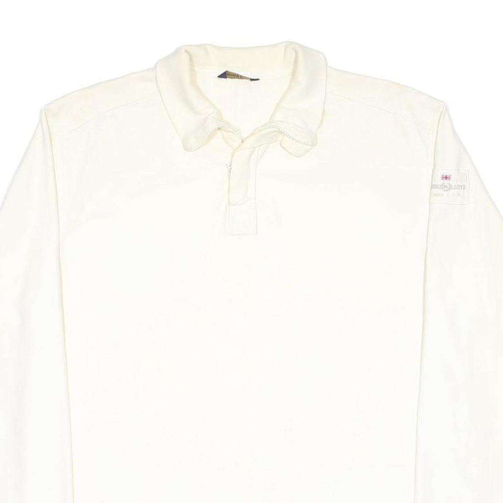 HENRI LLOYD Mens White Long Sleeve Plain Polo Shirt XL Cotton Nautical Style