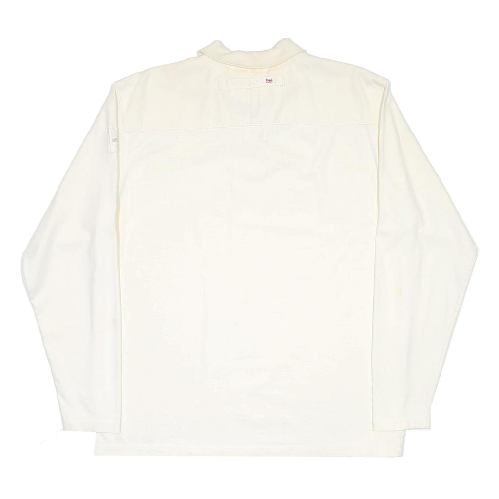 HENRI LLOYD Mens White Long Sleeve Plain Polo Shirt XL Cotton Nautical Style