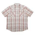 LEVI'S Mens White & Red Plaid Cotton Shirt XL Casual Button Pocket Short Sleeve