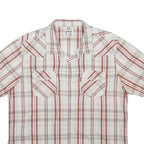 LEVI'S Mens White & Red Plaid Cotton Shirt XL Casual Button Pocket Short Sleeve