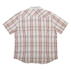 LEVI'S Mens White & Red Plaid Cotton Shirt XL Casual Button Pocket Short Sleeve