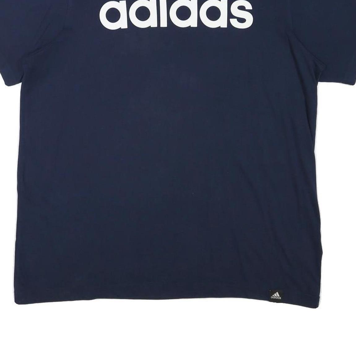 ADIDAS Mens Blue Logo T-Shirt L Short Sleeve Crew Neck Cotton Blend