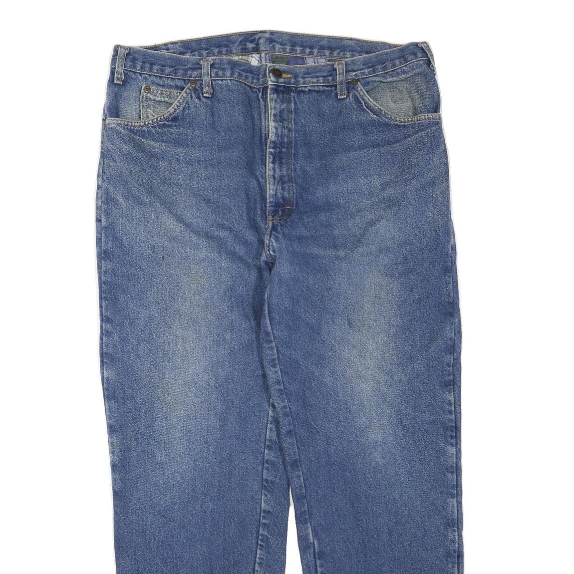 DICKIES Mens Blue Regular Fit Straight Denim Jeans W38 L30 Classic Zip Closure