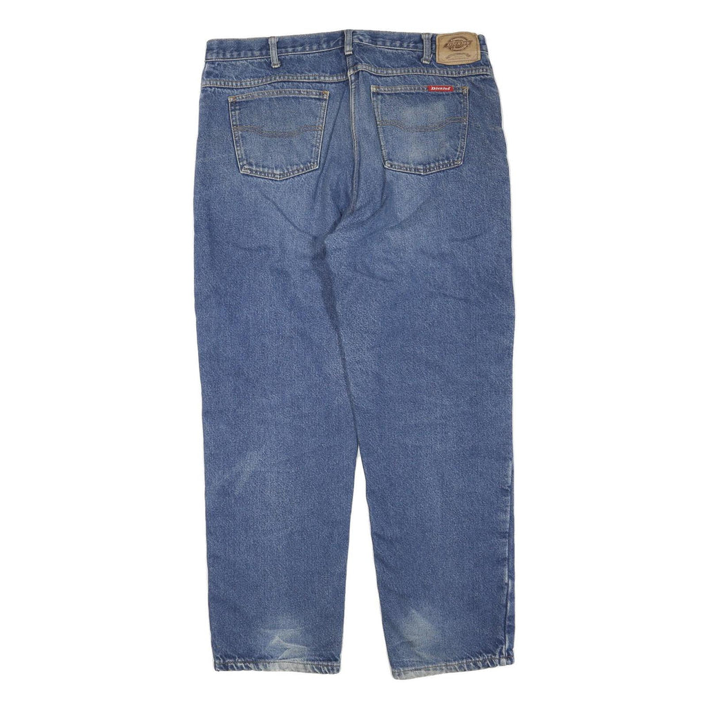 DICKIES Mens Blue Regular Fit Straight Denim Jeans W38 L30 Classic Zip Closure