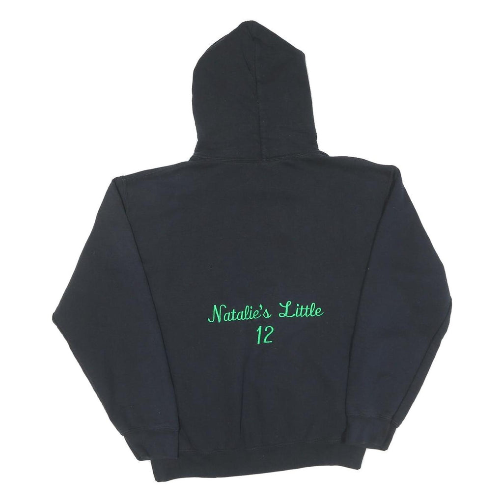 Mens Black Cotton Hoodie Greek Letter Pullover S Embroidered Vintage Style