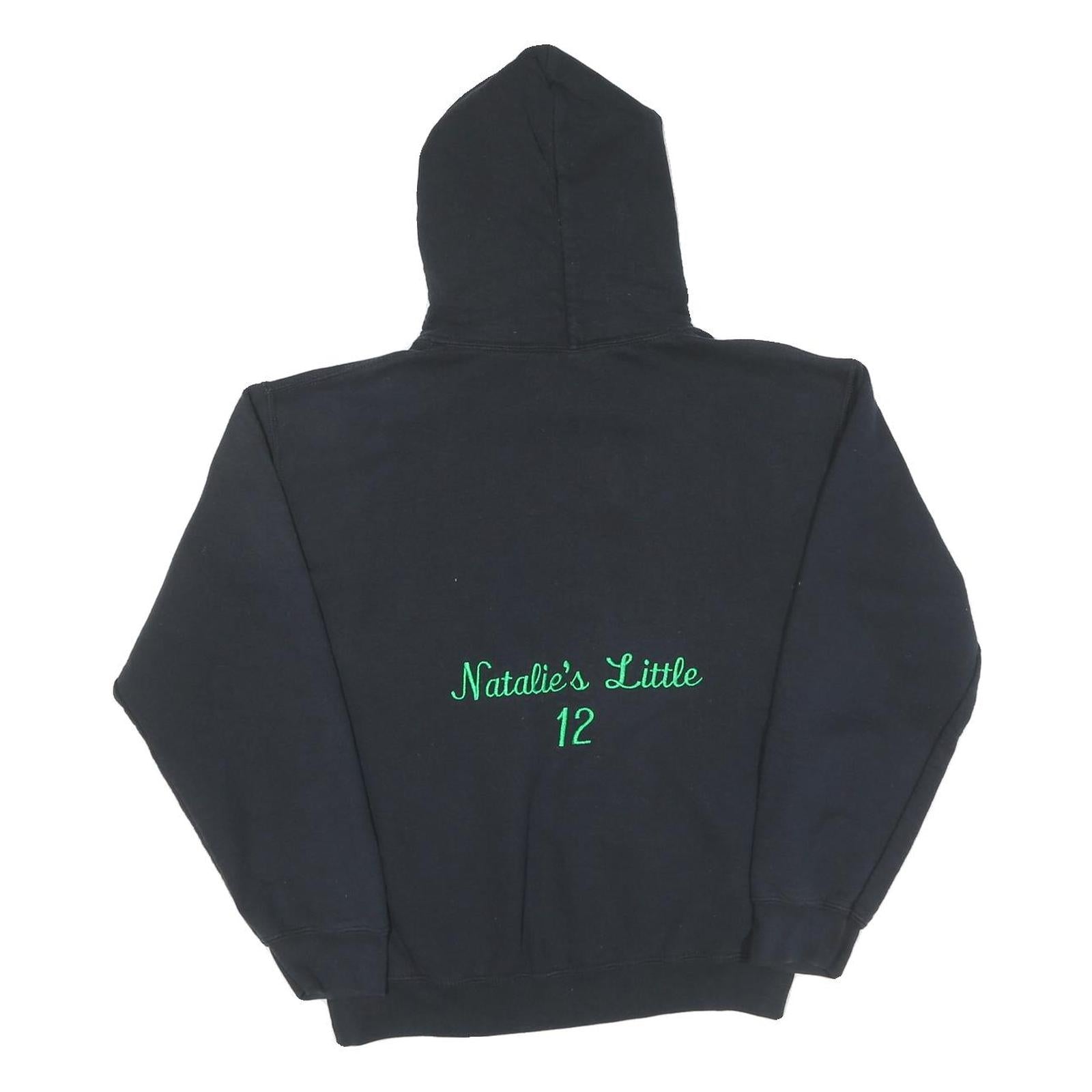 Mens Black Cotton Hoodie Greek Letter Pullover S Embroidered Vintage Style