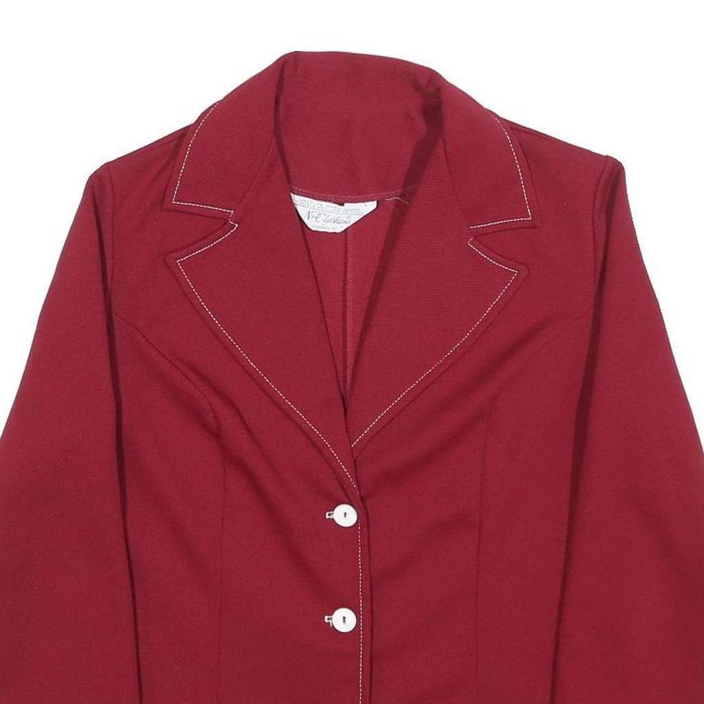 NPC FASHIONS Womens Red Casual Jacket M Polyester Blend Plain Button Closure