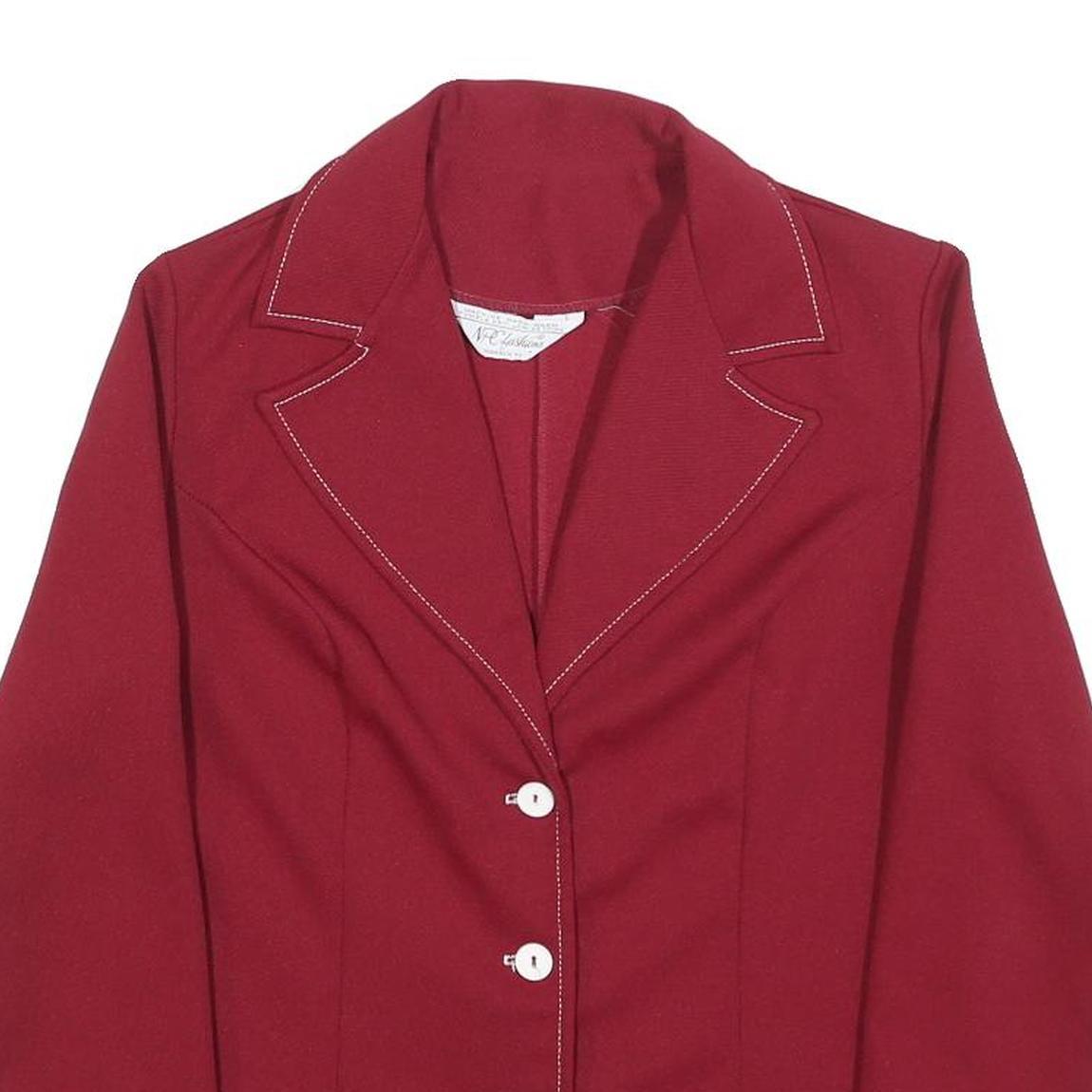 NPC FASHIONS Womens Red Casual Jacket M Polyester Blend Plain Button Closure