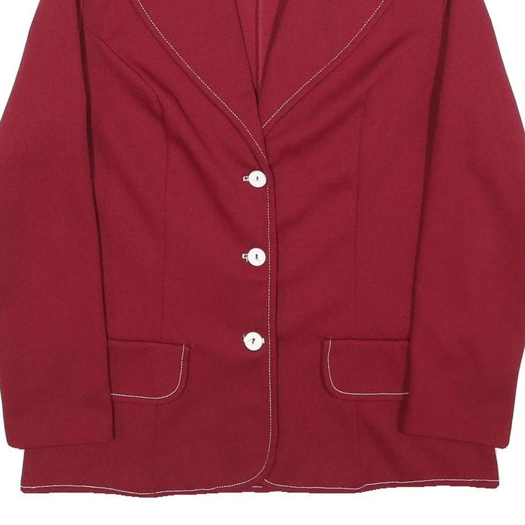 NPC FASHIONS Womens Red Casual Jacket M Polyester Blend Plain Button Closure