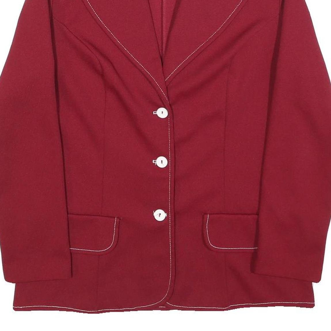 NPC FASHIONS Womens Red Casual Jacket M Polyester Blend Plain Button Closure