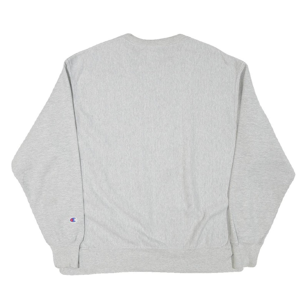 CHAMPION Mens Grey Crew Neck XL Logo Print Cotton Blend Sweatshirt Pullover