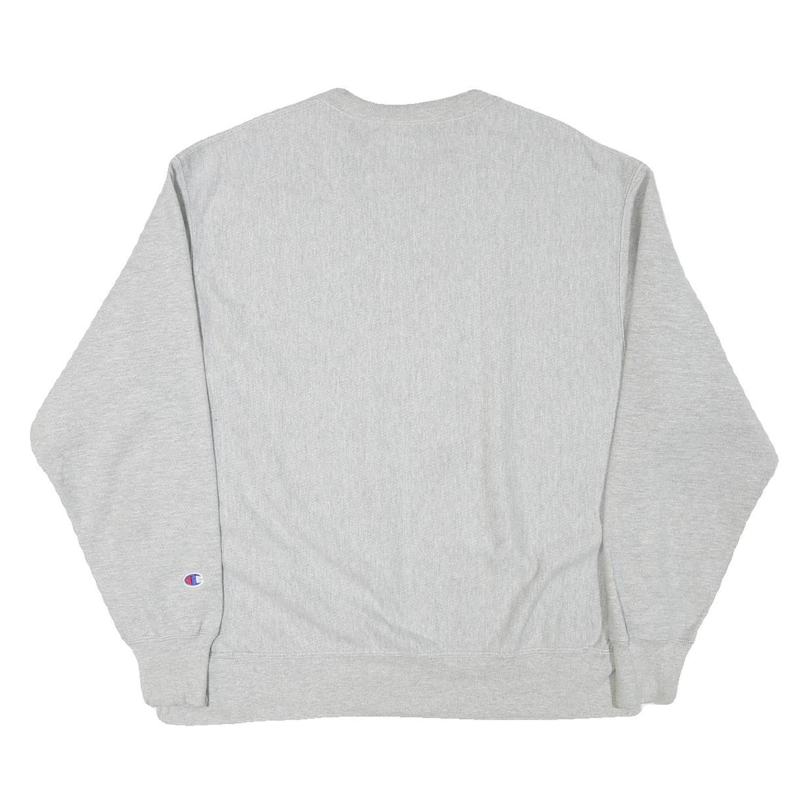 CHAMPION Mens Grey Crew Neck XL Logo Print Cotton Blend Sweatshirt Pullover