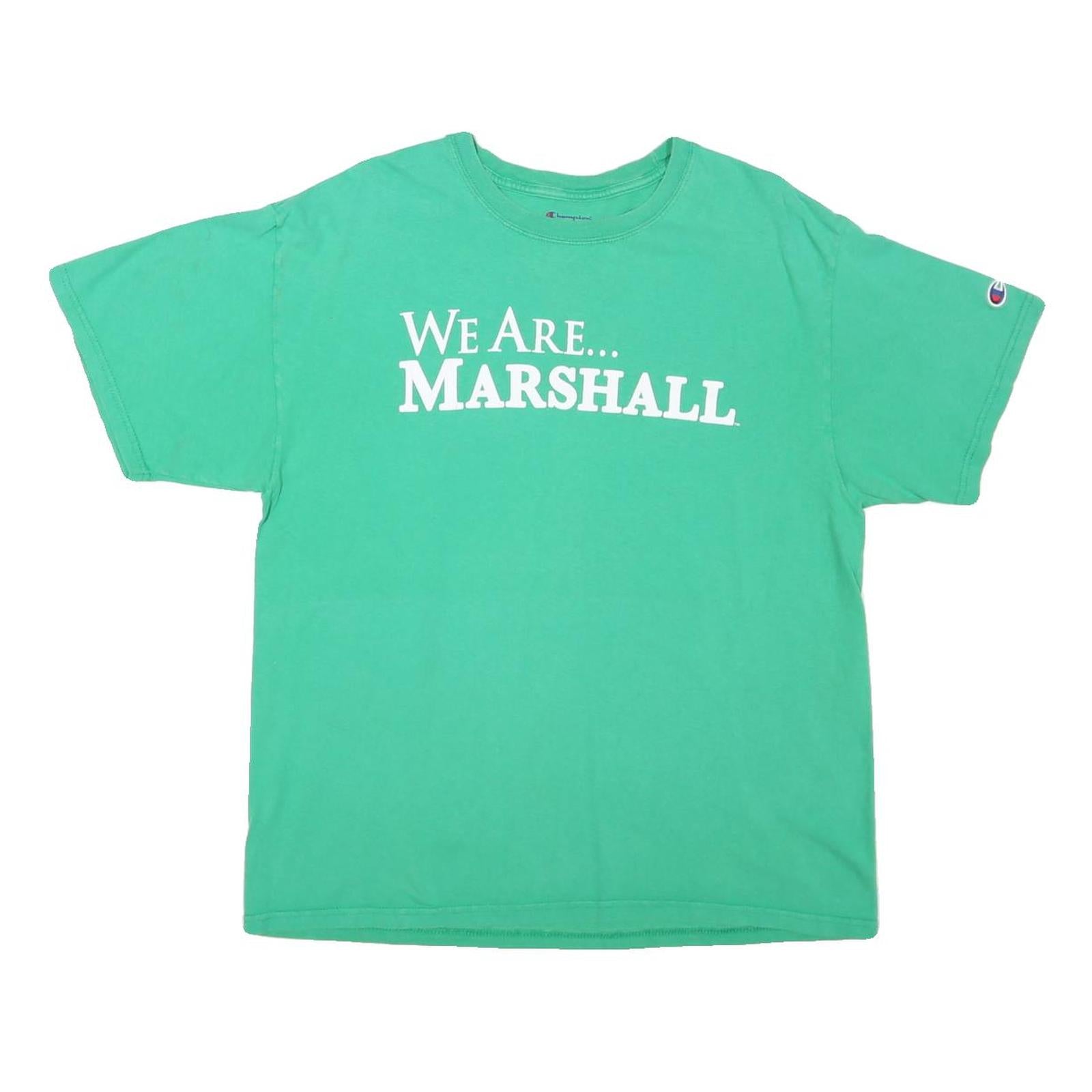 CHAMPION Mens Green We Are Marshall Graphic T-Shirt L Short Sleeve Crew Neck