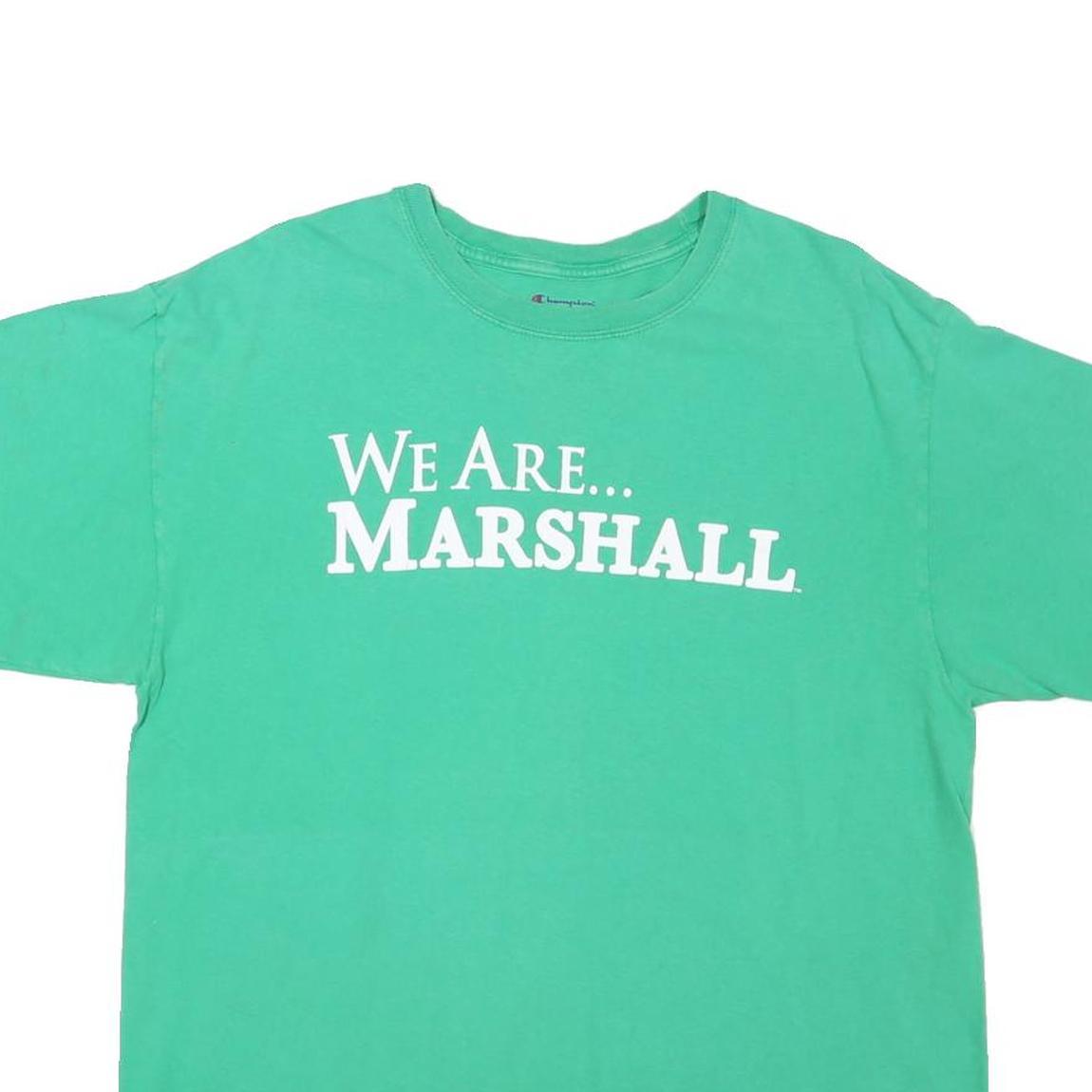 CHAMPION Mens Green We Are Marshall Graphic T-Shirt L Short Sleeve Crew Neck