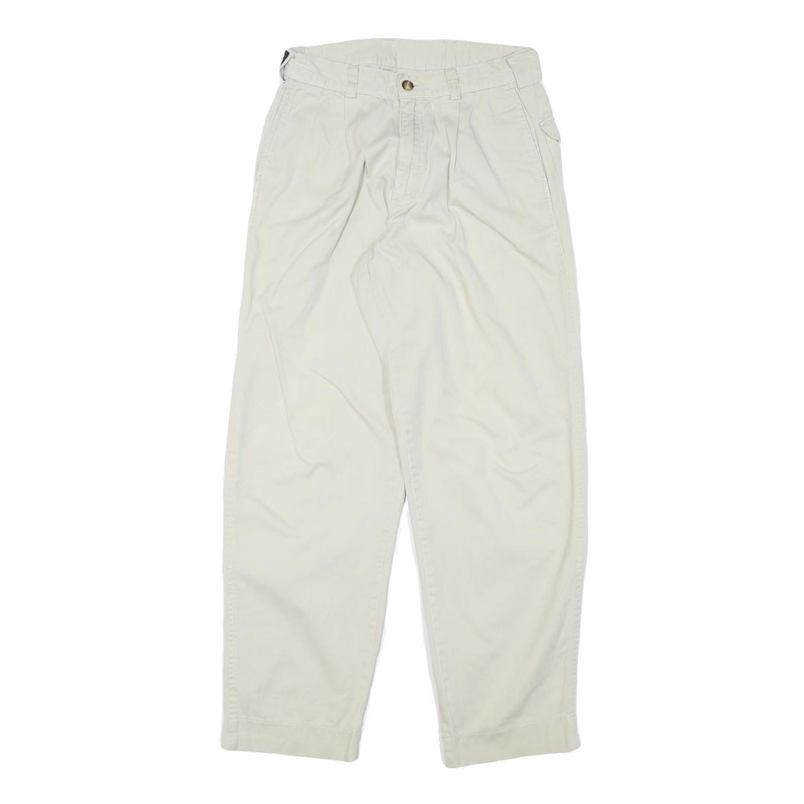 NAUTICA Womens Cotton Blend White Relaxed Straight Trousers W25 L27 Casual Wear