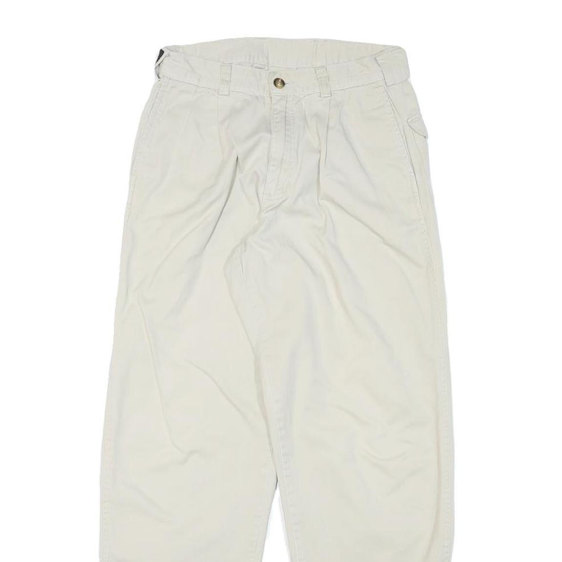 NAUTICA Womens Cotton Blend White Relaxed Straight Trousers W25 L27 Casual Wear