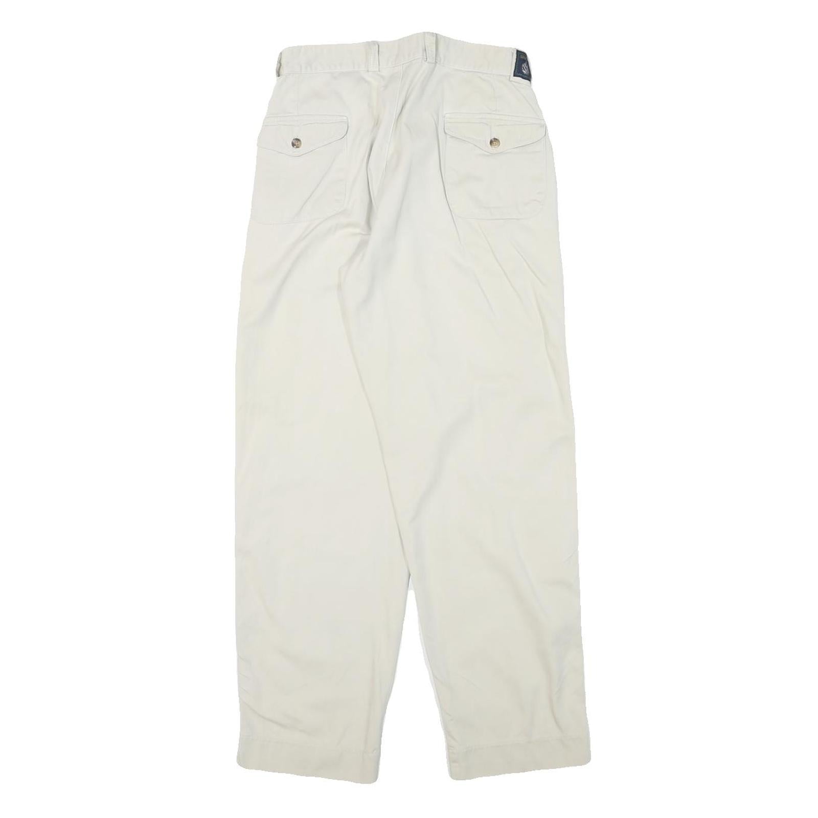 NAUTICA Womens Cotton Blend White Relaxed Straight Trousers W25 L27 Casual Wear