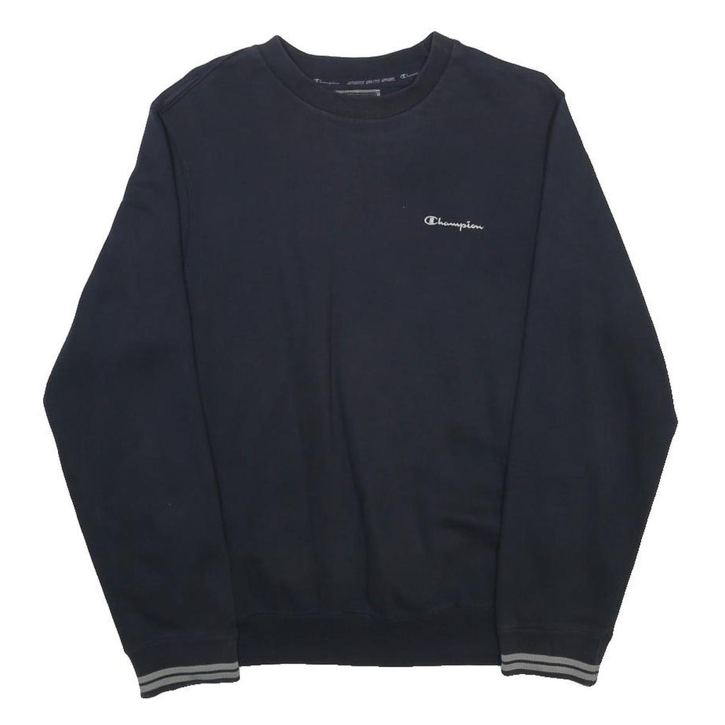 CHAMPION Womens Navy Sweatshirt Crew Neck M Cotton Blend Logo Embroidered