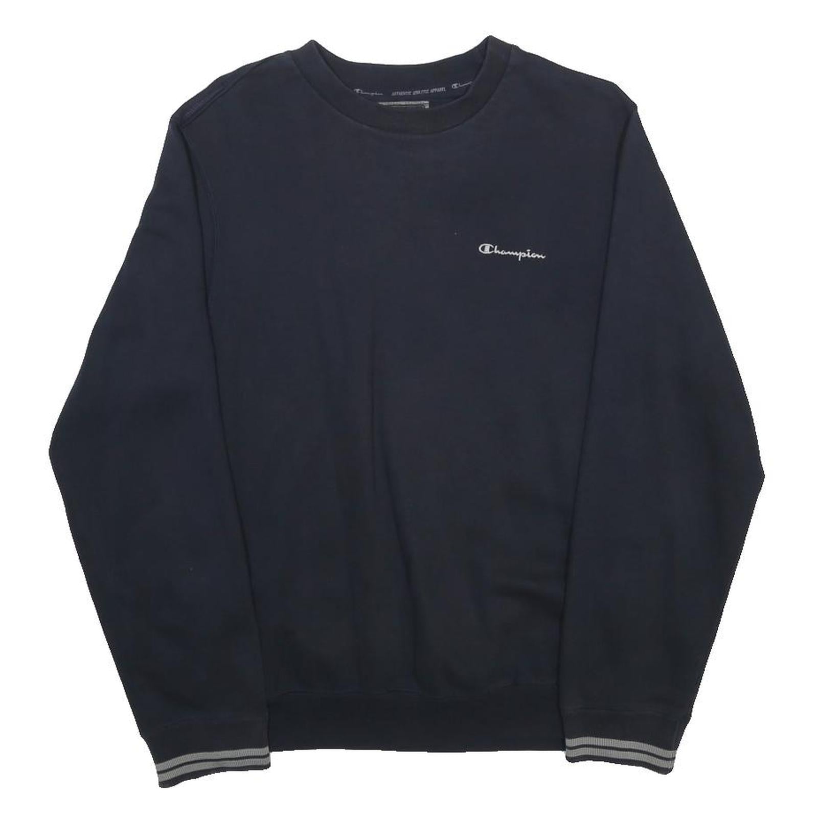 CHAMPION Womens Navy Sweatshirt Crew Neck M Cotton Blend Logo Embroidered