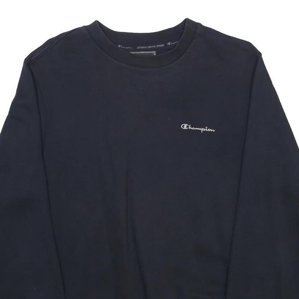 CHAMPION Womens Navy Sweatshirt Crew Neck M Cotton Blend Logo Embroidered