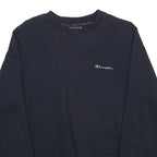 CHAMPION Womens Navy Sweatshirt Crew Neck M Cotton Blend Logo Embroidered