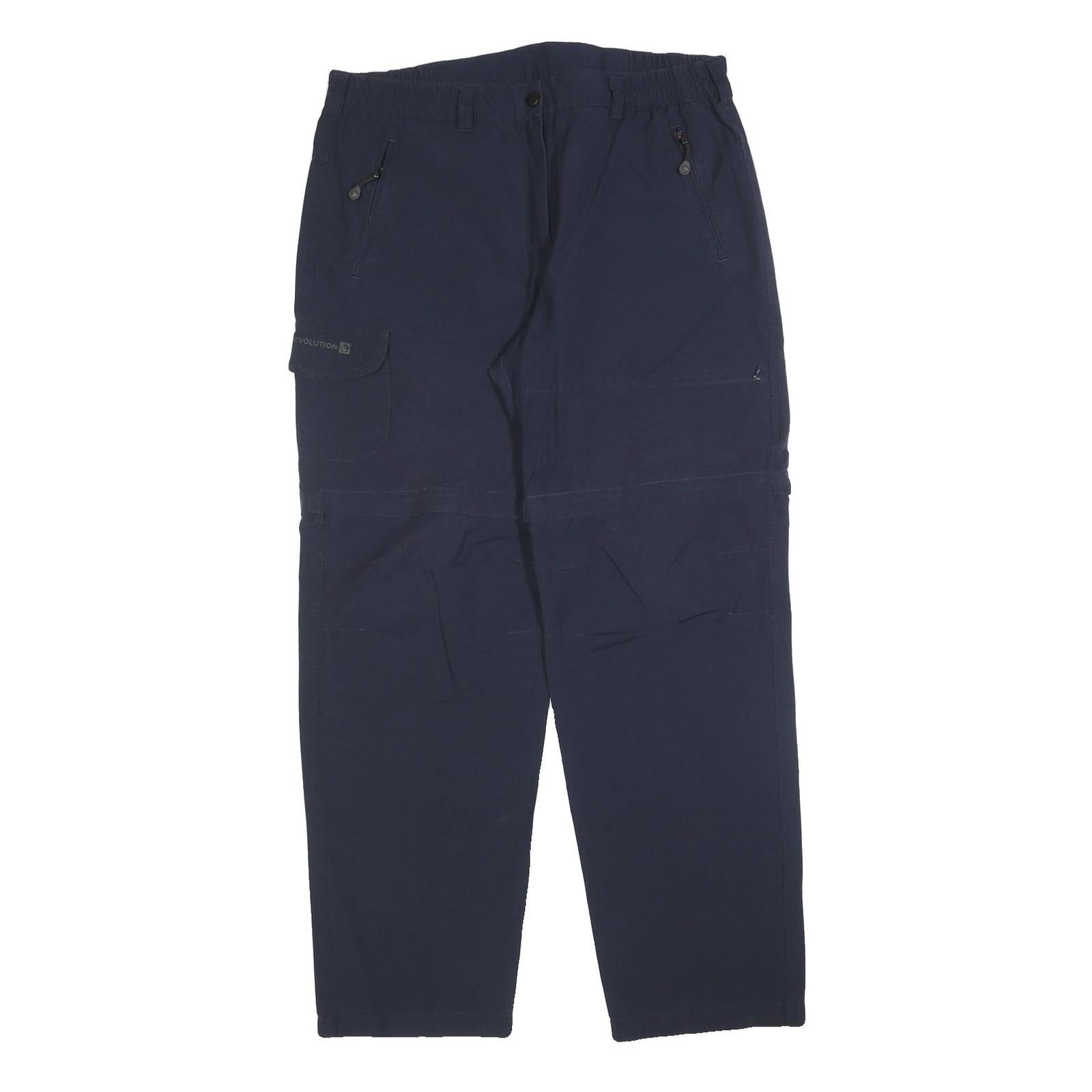 TREVOLUTION Mens Regular Navy Blue Polyester Blend Zip Trousers W34 L32 Casual