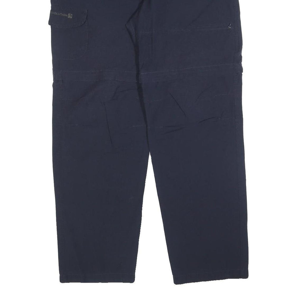 TREVOLUTION Mens Regular Navy Blue Polyester Blend Zip Trousers W34 L32 Casual