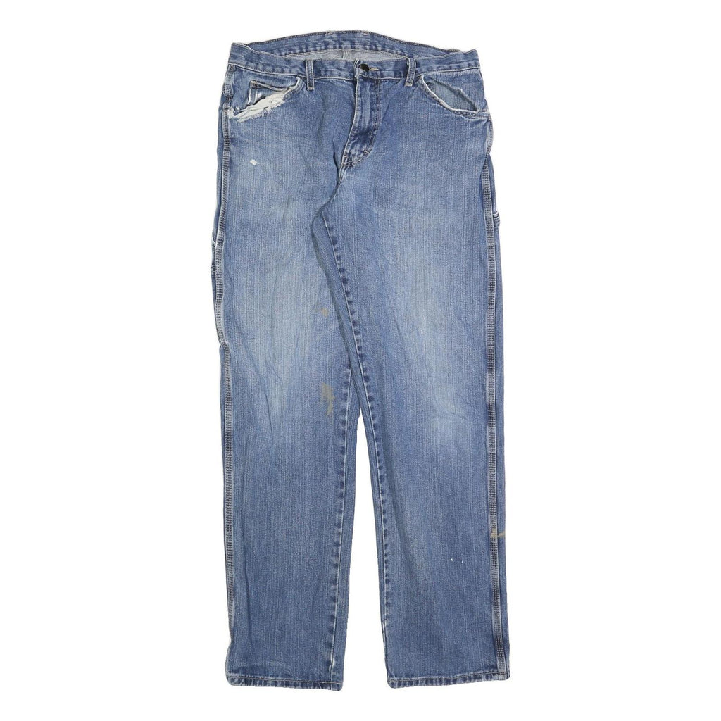 DICKIES Mens Blue Regular Fit Straight Denim Jeans W34 L34 Workwear Zip Closure