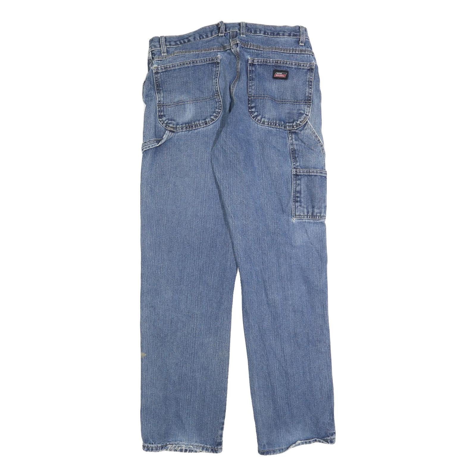 DICKIES Mens Blue Regular Fit Straight Denim Jeans W34 L34 Workwear Zip Closure