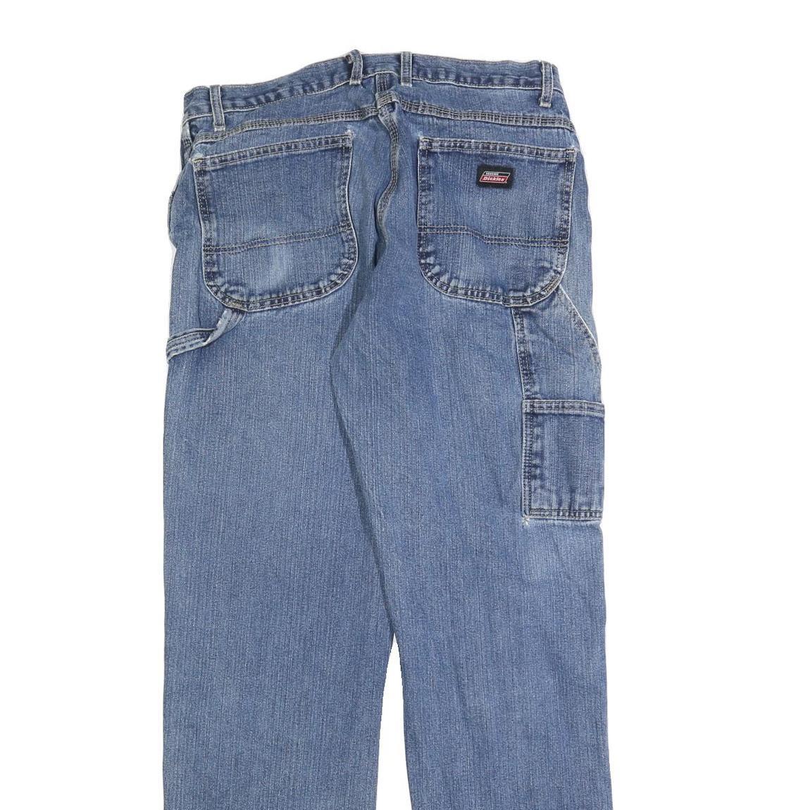 DICKIES Mens Blue Regular Fit Straight Denim Jeans W34 L34 Workwear Zip Closure