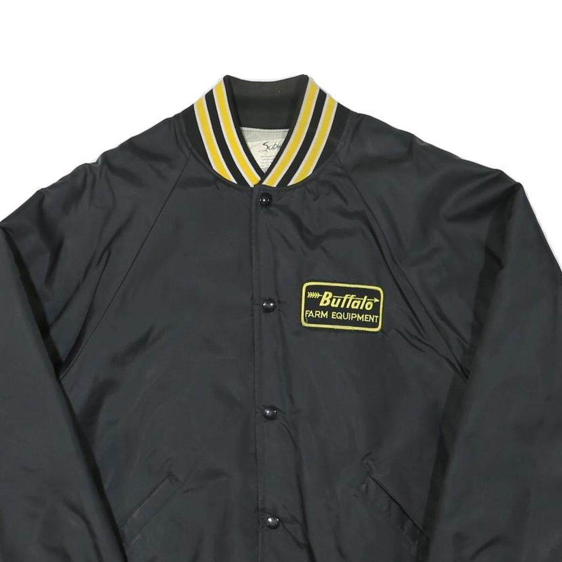 SABLE Mens Black & Yellow Buffalo Farm Equipment Button Jacket L Polyester Blend