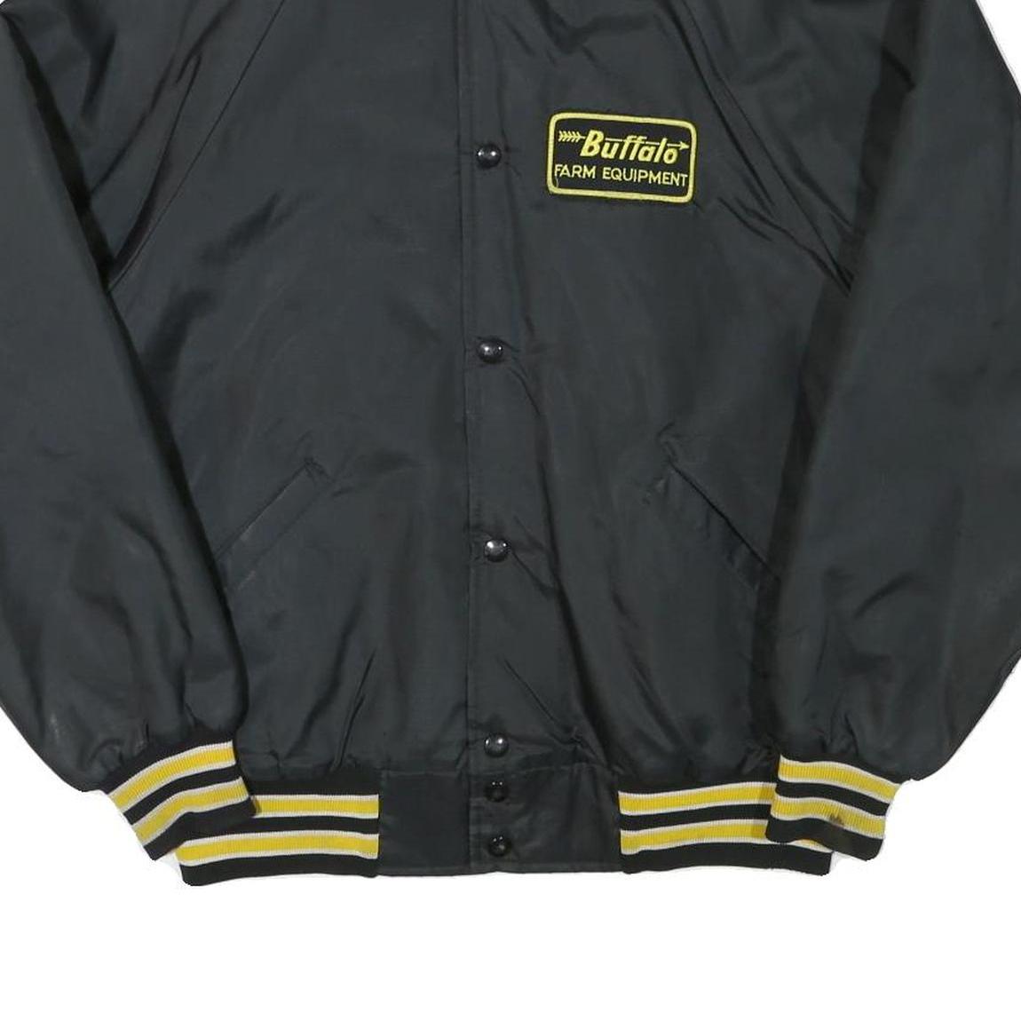 SABLE Mens Black & Yellow Buffalo Farm Equipment Button Jacket L Polyester Blend