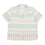 ALFRED DUNNER Womens Cream & Green Printed Short Sleeve Shirt UK 14 Lightweight