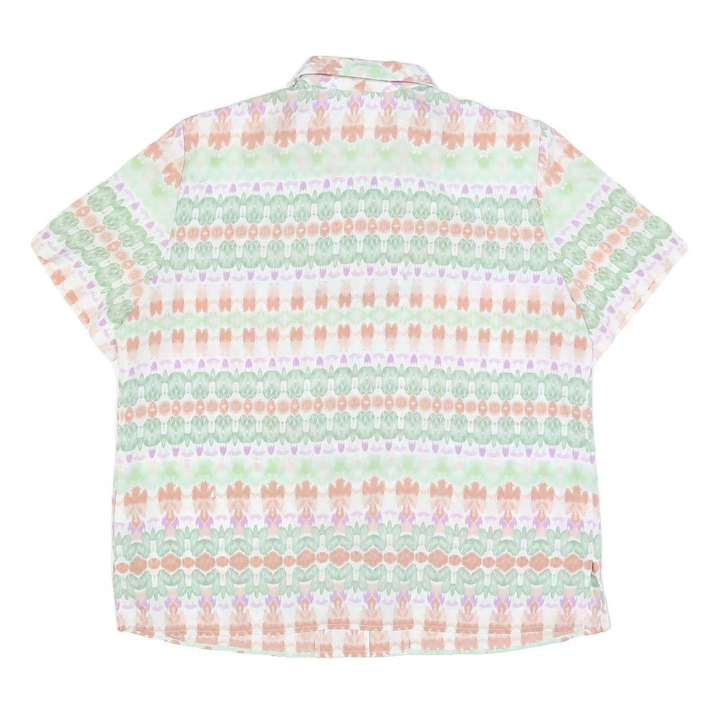 ALFRED DUNNER Womens Cream & Green Printed Short Sleeve Shirt UK 14 Lightweight