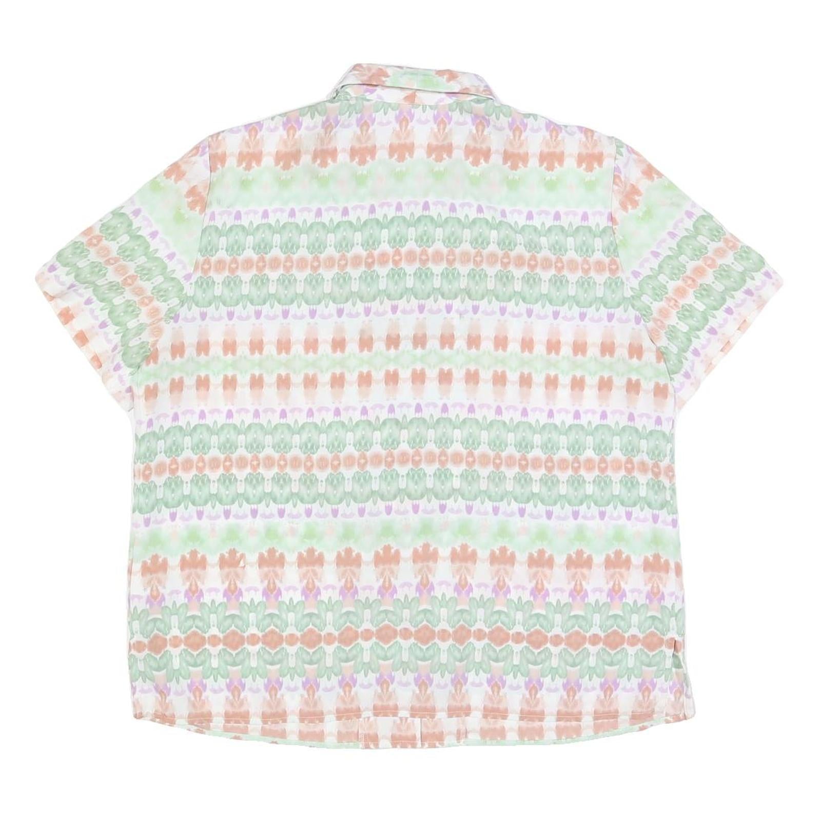 ALFRED DUNNER Womens Cream & Green Printed Short Sleeve Shirt UK 14 Lightweight