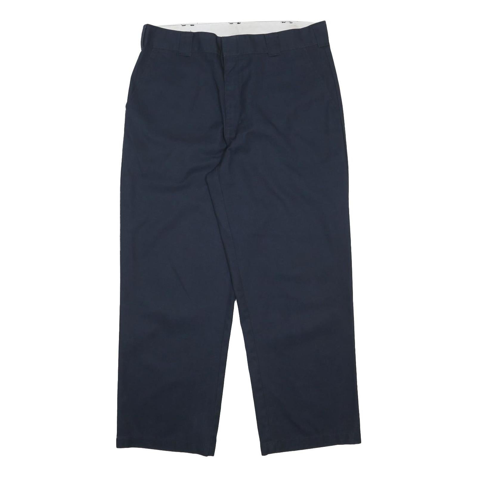 DICKIES Mens Relaxed Navy Blue Cotton Blend Trousers W38 L30 Workwear Zip