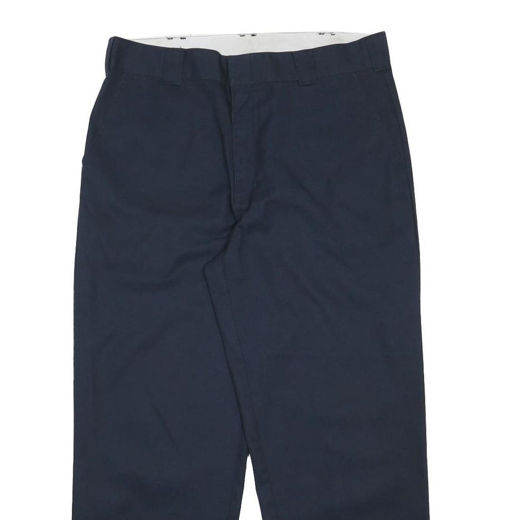 DICKIES Mens Relaxed Navy Blue Cotton Blend Trousers W38 L30 Workwear Zip