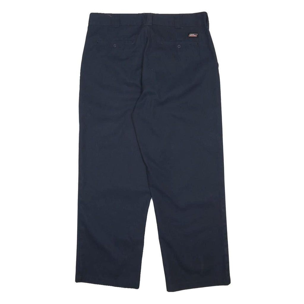 DICKIES Mens Relaxed Navy Blue Cotton Blend Trousers W38 L30 Workwear Zip